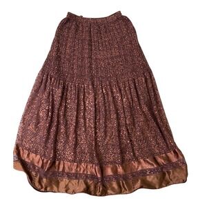 Vintage Designer Jeanne Marc Maxi Lined Skirt Rust Gypsy Bohemian Size S 8/10